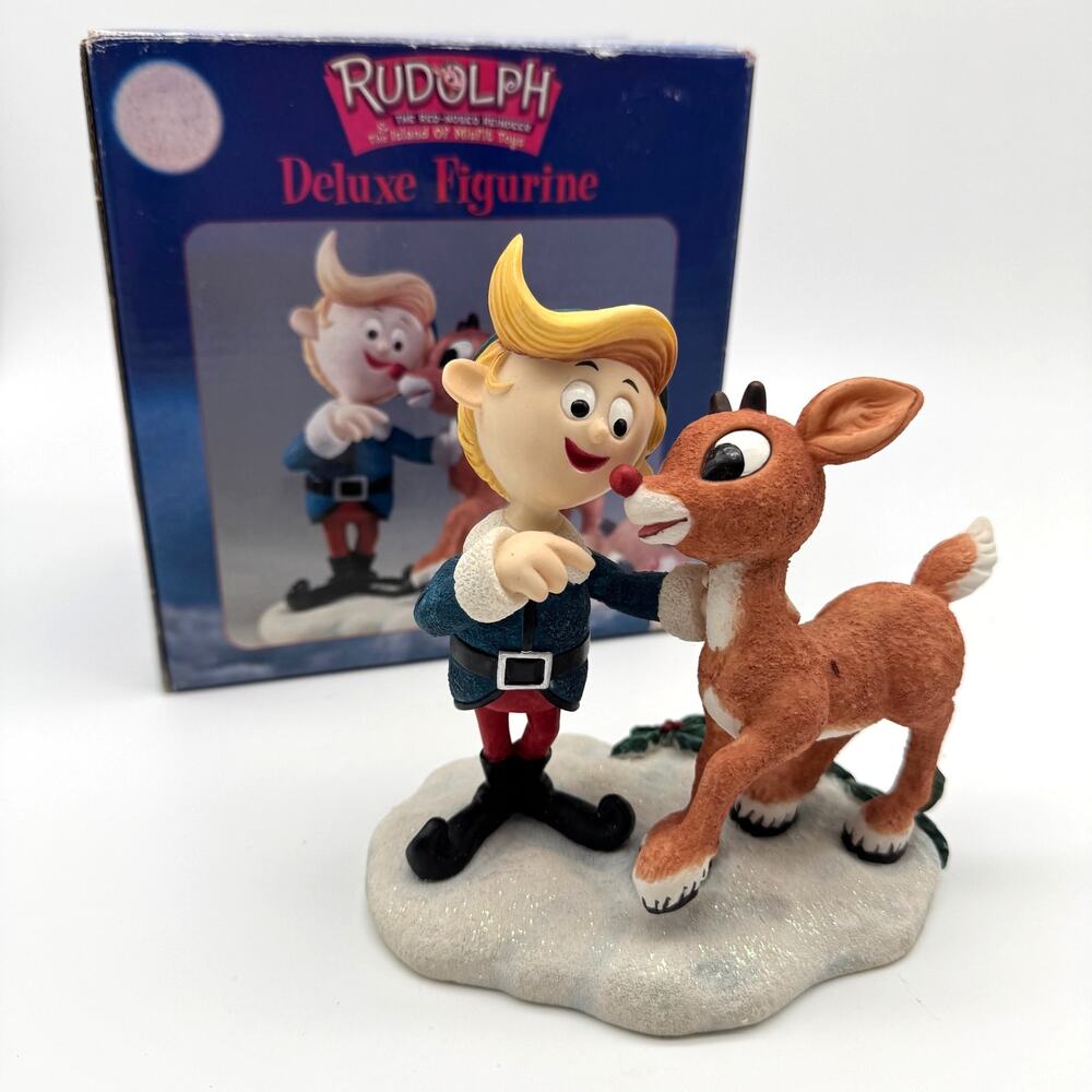 Vintage Rudolph Red Nosed Reindeer & Hermey the Elf Enesco Deluxe Figurine